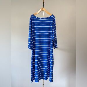 Isaac Mizrahi Live! Regular Essentials Pima Cotton Stripe Boat Neck Dress